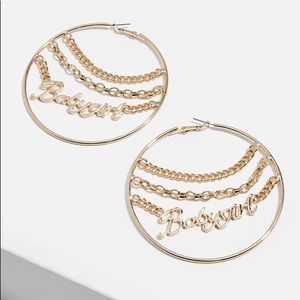 Justfab Large Gold “Babygirl” Hoop Earrings